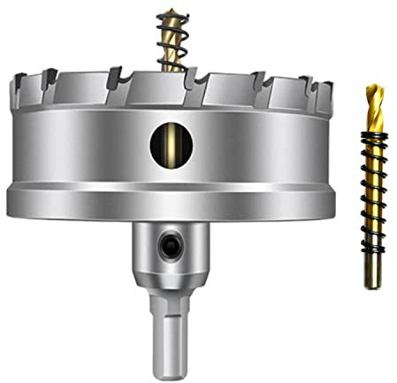 ASNOMY 100mm Punta per sega a tazza con punta in carburo di tungsteno, per metalli duri, sega a tazza T.C.T, con 2 punte per trapano pilota in titanio, per metallo, acciaio, ferro, legno