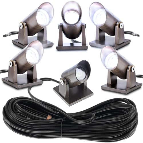 Rossesay 6 Pack Waterproof Brass Underwater Light Ip65 Pond Lights LED Submersible Pool Fountain for Swimming Home Garden Patio Pond Fountain Waterfall Landscape Rockery