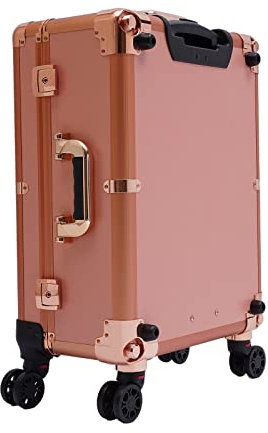 Valise Maquillage, 4 en 1 Mallette de Maquillage avec Lumière LED, Miroir, Support Réglable et roulettes, pour Voyages, Manucure, Maquilleur, Coiffure