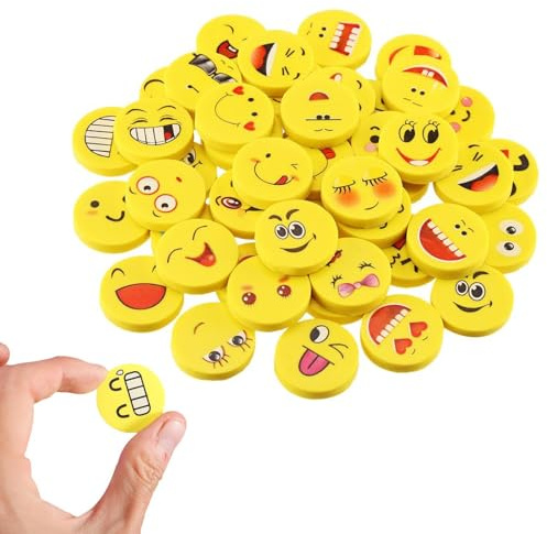 Gomas De Borrar Con Caritas Sonrientes, 60 Unidades Pequeñas Y Divertidas Gomas De Borrars, Emoji Emoticon Lápiz Goma Borrar, Para Cumpleaños Halloween Navidad Regalo, Recompensas De Los Maestros