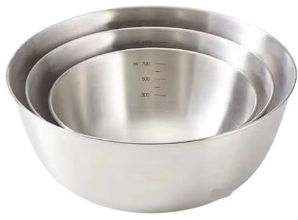 3 pz/set di ciotole da cucina con scala in acciaio inox ciotola di miscelazione cucina cottura preparazione insalata frusta ciotola 700ml+1300ml+3000ml