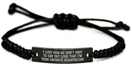 Funny Gifts for Pediatricians: I Love How We Don't Have To Say Out Loud That I'm Your Favorite Pediatrician Rope Charm Black Stainless Steel Valentine's Treats for Happy Kids Doctors