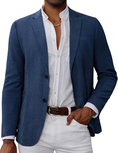 GRACE KARIN Blazers for Men Casual 2 Buttons Suit Jackets for Wedding Blue 3XL