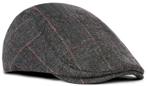 AOGOE Mens Tweed Flat Cap, Newsboy Cap, Driving Cabbie Hat, Adjustable Fashion Newsboy Beret Hat, Cambridge Flat Cap Unisex, Hunting Cap for Men