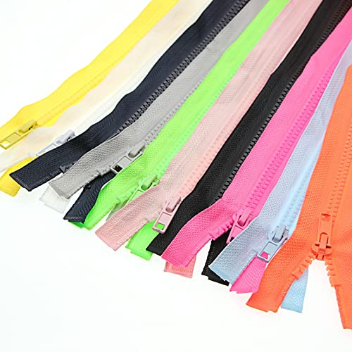 #5 Separating Jacket Zippers 28 Inch 10 PCS, Bulk Zipper 10 Colors Mixed for Sewing Craft,Bags,Purses,Coat, Heavy Duty Plastic Resin Zipper (1 PC per Color) SHUNLI
