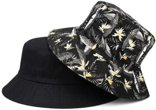 Stor vändbar hinkhatt - Unisex UV-skydd, packbar, moderiktigt tryck för sommaren, utomhusfiske, strandvandring