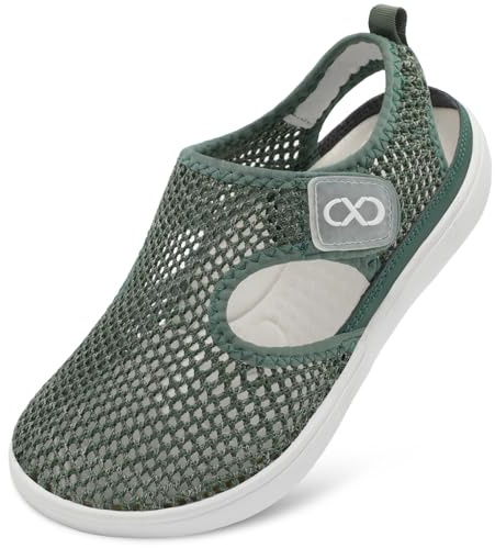 JOINFREE Womens Sandals Wide Fit Walking Trainers Mesh Breathable Zero Drop Barefoot Adjustable Summer Holiday Shoes Closed Toe for Beach Garden Travel Daily Wear Anti-Slip