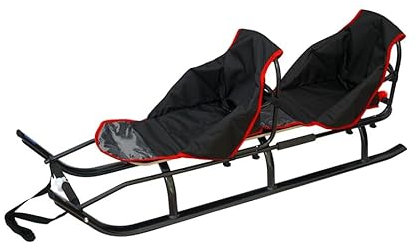 2in1 Kinder Duo Schlitten aus Aluminium mit Rückenlehne, Matrazen, LED für Kinder und Erwachsene 2 Personen Tragfähigkeit bis 100kg (Graphite/Black)