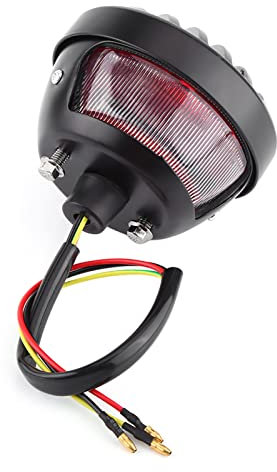 KIMISS Duokon Feu de Frein Arrière de Moto, Noir Rond Étanche Remplacement Feu Stop pour Bobber Chopper Scooters ATV