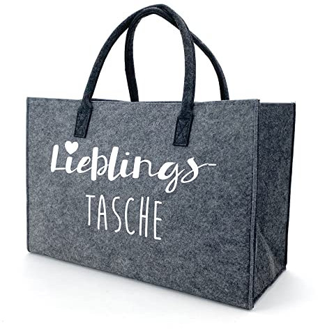heimtexland ® Filztasche Shopper Tragetasche Filz Einkaufstasche Einkaufskorb Henkeltasche XL Tasche Typ717 45x30 Lieblingstasche Grau