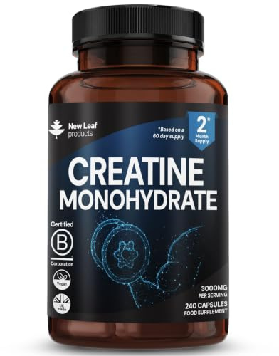 Creatine Monohydrate Capsules 3000mg - 240 Creatine Capsules - Exercise Workout Gym Supplement for Men & Women - Creatine Monohydrate Powder (Not Tablets) (4 per Serving) Vegan Friendly 2 Months