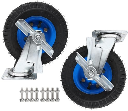 Set Da 2 Ruote Pneumatiche, Rotelle Girevoli Per Impieghi Gravo, Ruote Per Carrello Ø 20cm/25cm, Cuscinetto A Sfere, Ruota Di Trasporto Industriale, Silenzioso Liscio, Facile Da Installare