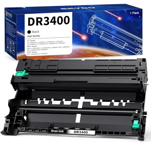 Skydo DR3400 Drum Unit Compatible for Brother DR-3400 Drum for HL-L6250DN, HL-L6300DW, HL-L6400DW, HL-L6400DWT, DCP-L5500DN, HL-L5100DN, HL-L5200DW, MFC-L5700DN, MFC-L5750DW, MFC-L6800DW Printer