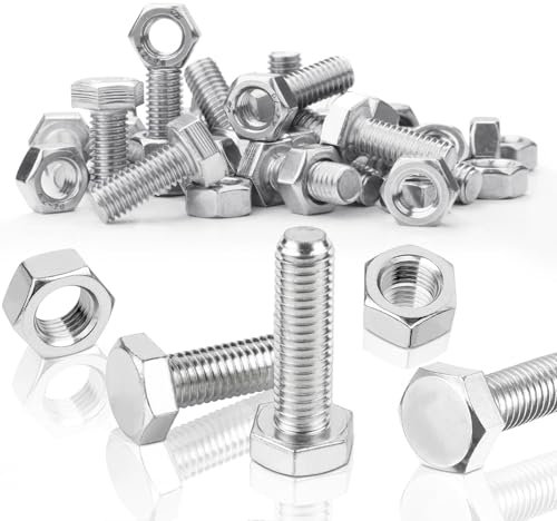 SWTYExt Lot de 50 vis à tête hexagonale M6 x 16 mm - Boulons et écrous hexagonaux DIN 933 / ISO 4017 - En acier inoxydable A2 V2A - Filetage complet - Avec vis de machine métrique