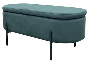 byLIVING Coffre de Banc, Velours, Vert foncé, B 95, H 42, T 37,5 cm