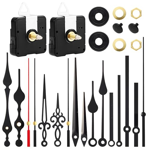 2 Stück Uhrwerk für Wanduhr, Uhrwerke Zum Selbsteinbau Mit Zeiger, Mit 6 Sätzen Uhrzeigern, Uhrwerk Für Wanduhr Lautlos, 18/22 Mm für Die Uhrenreparatur, Ersatz für Uhrenteile