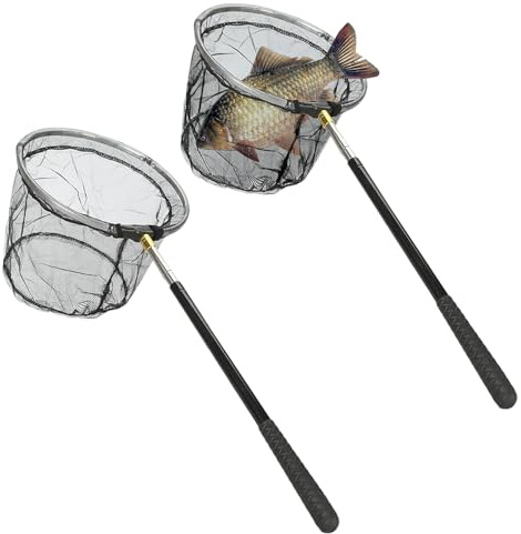 WIYETY Set di 2 reti da pesca telescopiche, con rete da pesca pieghevole, 150 cm, accessorio da pesca all'aperto, per bambini e adulti