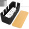 QOUBNIC Boîte De Rangement pour Câbles, Cache Cable Boite Rangement Cable avec Couvercle en Bambou, Cache Prise Electrique pour Organiser Les Câbles Et Les Dissimuler (Noir)