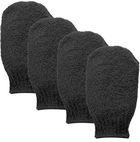 Wanmu 4 Stück Peeling Handschuhe, Exfoliating Gloves für Frauen, Scrub Wash Mitt zum Baden oder Duschen, Peeling Handschuh für Hautmassage Entfernen Abgestorbener Haut Sonnenbräune Entfernen