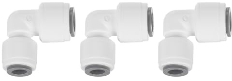 QUARKZMAN 3pcs De Accesorios De Conexión Rápida, 1/4 OD x 5/16 OD Accesorios De Manguera De Aire Tubo Y Manguera Y Tubería Accesorio De Conexión Rápida Codo De 90 Grados, Blanco (6-8mm)