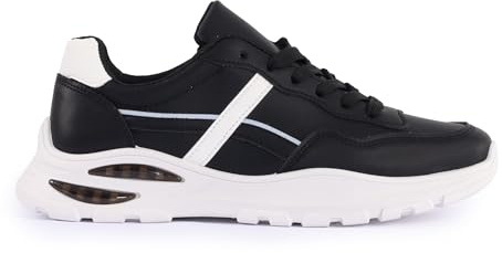 Men’s Fashion Trainers Walking Shoes, Lightweight Breathable Casual Sneakers Gym Sports Shoes, Lace Up Comfortable Durable Running Trainers (Black, UK 10)