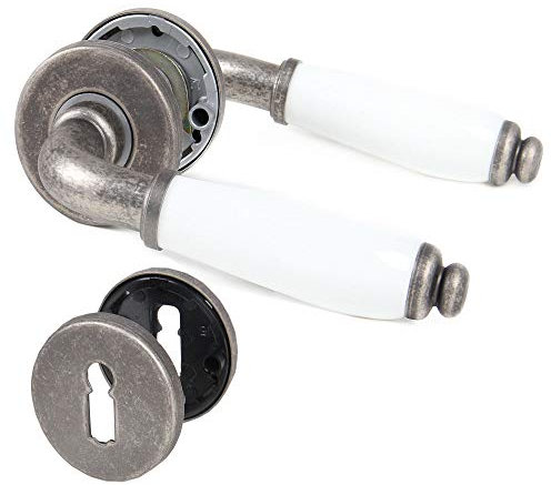 MS Beshcläge Türdrücker Türklinke Türbeschlag aus Messing Antik Grau Verschiedene Rosetten (Buntbart)