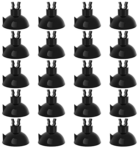 Pawfly Aquarium Suction Cup Clips for Standard 3/16 ID Airline Tubing Black Air Hose Holder Clamp Accessories for Fish Tank Aeration Setup, 20 Pack