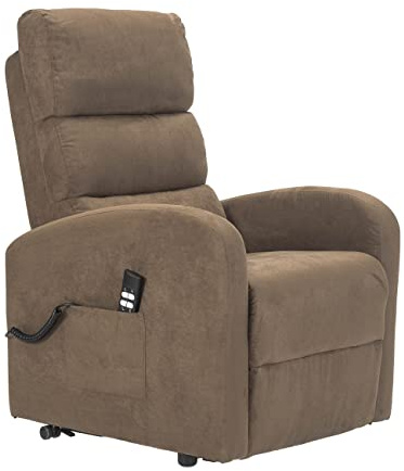 POLTRONE ITALIA Poltrona Relax Elettrica 4 ruote reclinazione poltrona per anziani soggiorno elevabile Detraibile 19% microfibra Marrone
