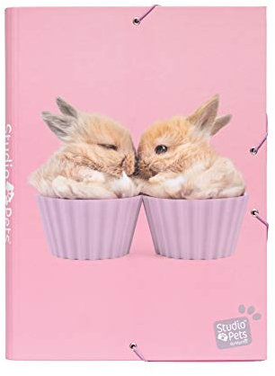 Erik Mappe A4 Studio Pets Rabbits Dokumentenmappe mit Gummizug - Heftmapppe Rosa