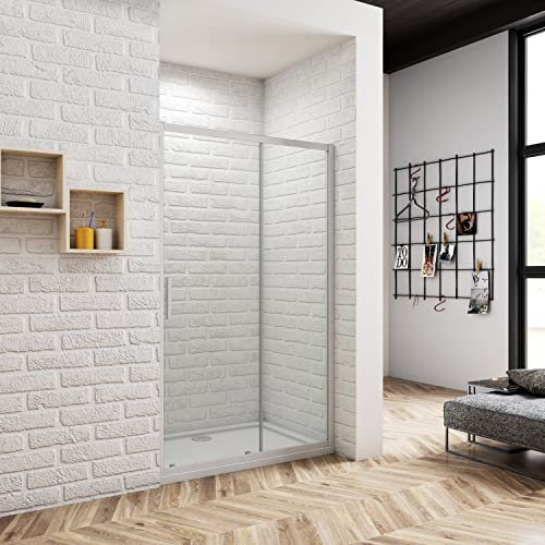 140x185CM MAMPARA DE DUCHA PUERTA CORREDERA MARCO GRIS MATE CRISTAL 5 MM TEMPLADO