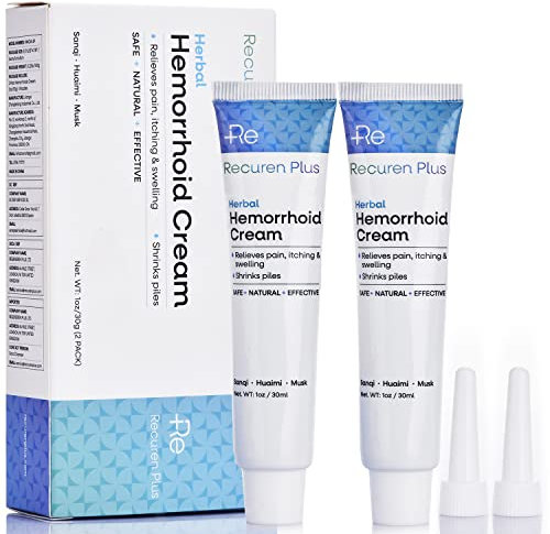 Hämorrhoiden Salbe, Natürliche Hämorrhoidencreme, Piles Cream, Behandlung von Häufchen, Beruhigt Brennen, Jucken und Beschwerden, Schrumpft Häufchen, 6 Düsen, 1 Unze x 2 Pack