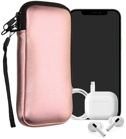 kwmobile Estuche de Neopreno Universal para Smartphone - Funda Protectora con Cremallera para XXL - 7 Oro Rosa Metalizado