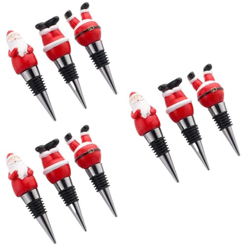BESTonZON Weihnachtsfeierzubehör 9 Stück Weihnachts- -Flaschenverschluss Weihnachtsmann-Flaschenverschluss Weihnachts-Weinflaschenverschluss Weihnachtszubehör Kreativer
