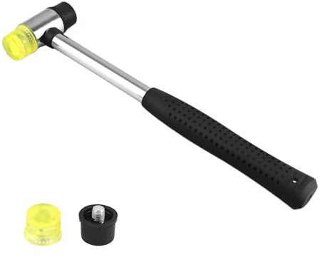 25 mm Maillet en Caoutchouc à Double Face, Marteau en Caoutchouc Remplaçable Avec 2 Têtes de Marteau de Rechange avec Poignée en Caoutchouc Antidérapante