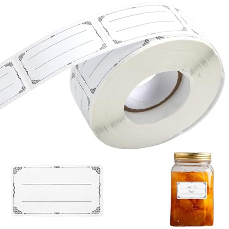 Neodtx Etichette autoadesive, 600 pezzi, per bottiglie bianche, per scrivere, cucina, marmellate (6 x 3 cm)