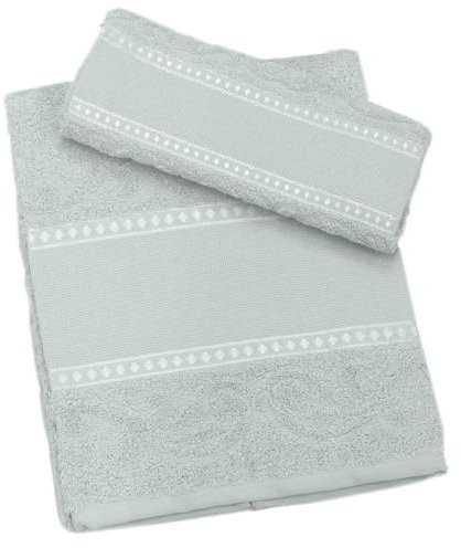 hobbymio.it Set Handtuch mit Gästehandtuch zum Besticken in Kreuzstich, Gästetuch mit Aida-Stoff, Badetuch 50 x 100 cm plus Opite 30 x 50 cm (26 grau)