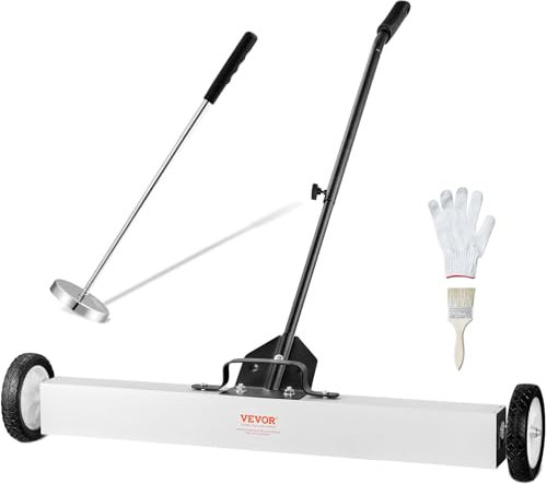 VEVOR Barredora Magnética de 91 cm con Ruedas, Mango Ajustable Capacidad de 24,9 kg, Barredora Herramienta Recogida Magnética Telescópica para Recoger Clavos y Tornillos para Taller, Garaje, Patio