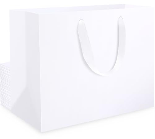 EUSOAR Sacchetti Regalo Extra Grande - 20 Pezzi Shopper Carta Bianco - XL 40x30x15 cm Buste Regalo - 230GSM Sacchetto Bianchi Kraft - Large White Gift Bags - Sacchetti Regalo Compleanno Matrimonio
