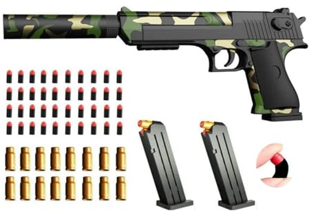 Toy gun with soft bullets,Foam Blasters,toy gun with ejectable magazine and bullets-1:1 size toy gun for safety training or play Outdoor Indoor Fun-unique gift