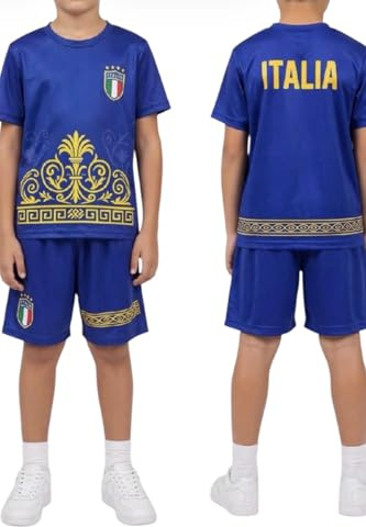 JYC CREATIVE Sportset för pojkar och flickor 4–14 år, t-shirt och shorts för sport och fotboll, kort sommardräkt för skola, present till pojkar och flickor, Italien, 12 anni