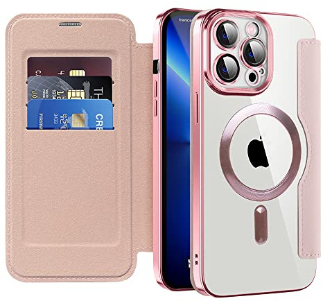 QIWEIQING fodral för iPhone 13 Pro med korthållare. Roséguld JDC