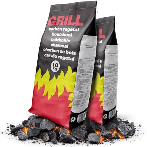 Flammingo® Grillkohle aus Hartholz – 100% Naturkohle mit Langer Brenndauer & intensivem Grillaroma – extra große Körnung – Holzkohle für Grill, Smoker & BBQ – 20kg