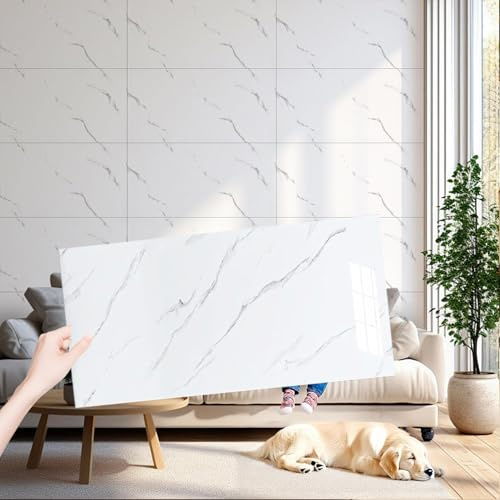 AMOYUN Piastrelle Adesive Cucina, 20 pezzi Adesive Pavimento 30x60cm Decorazioni Bagno Adesivi per Piastrelle PVC Autoadesiva Resistente al Calore Impermeabile Decorazione Per La Casa