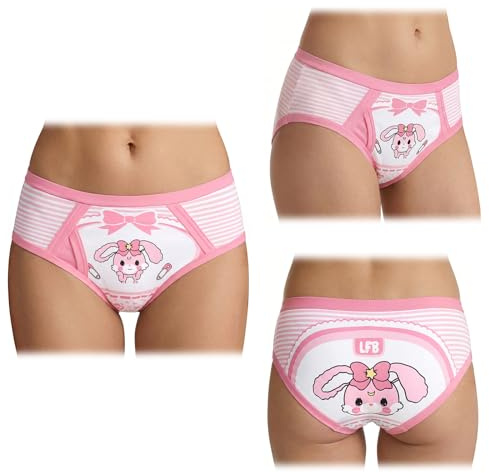 LittleForBig mjuka silkeslena underkläder bekväma tvättbara återanvändbara vattentäta vuxna kalsonger träningsbyxor - Baby Usagi rosa XL