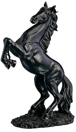 PIGPIGFLY Negro Estatua de Caballo Nudo Escultura - Figura Animal de Resina para Decoracion Hogar, Figuras Decorativas para Salón, Estantería y Oficina
