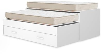 DEKIT - Pack Ahorro Juvenil Cama Nido Pema, 2 Somieres Lama Ancha con 2 Colchones viscoelásticos Nova 90 x 190
