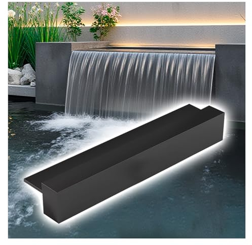 Rund vattenfallsfontän, lämplig för pooler över jorden, terrasser och trädgårdsdesign – 60 cm svart bräddavlopp, dammutlopp för inomhus- och utomhusbruk.
