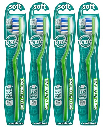 Tom's of Maine Naturally Clean Toothbrush, Soft, 4-Pack