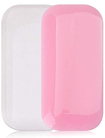 Teensery 4 Pcs Rectangle Eyelash Extension Pad Silicone False Lash Eyelash Stand Tray Holder Forehead Sticker for Eyelash Extension Supplies (2 Clear & 2 Pink)