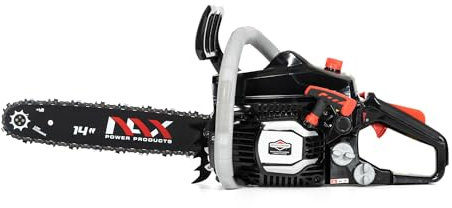 NAX POWER PRODUCTS 200C motor 37 cm3 1,2 kW guía 14 35 cm Briggs & Stratton producto con licencia sistema antirebote Low Kickback motosierra a gasolina motosierra de cadena, Negro